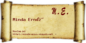 Minda Ernő névjegykártya